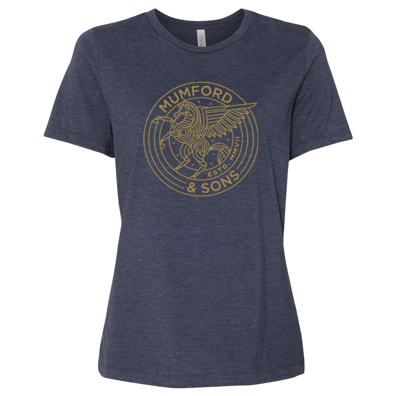 Mumford & Sons  - Womens Navy Pegasus Logo Print Marl T-shirt
