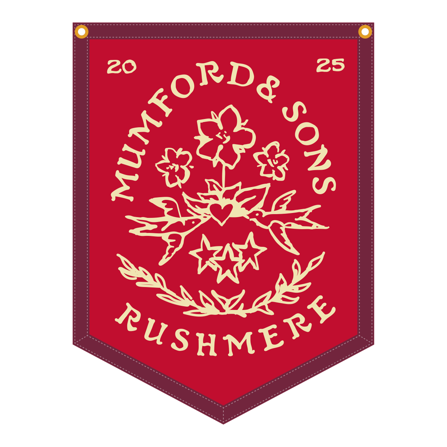 Mumford & Sons - Red RUSHMERE Stamp Print Oxford Pennant