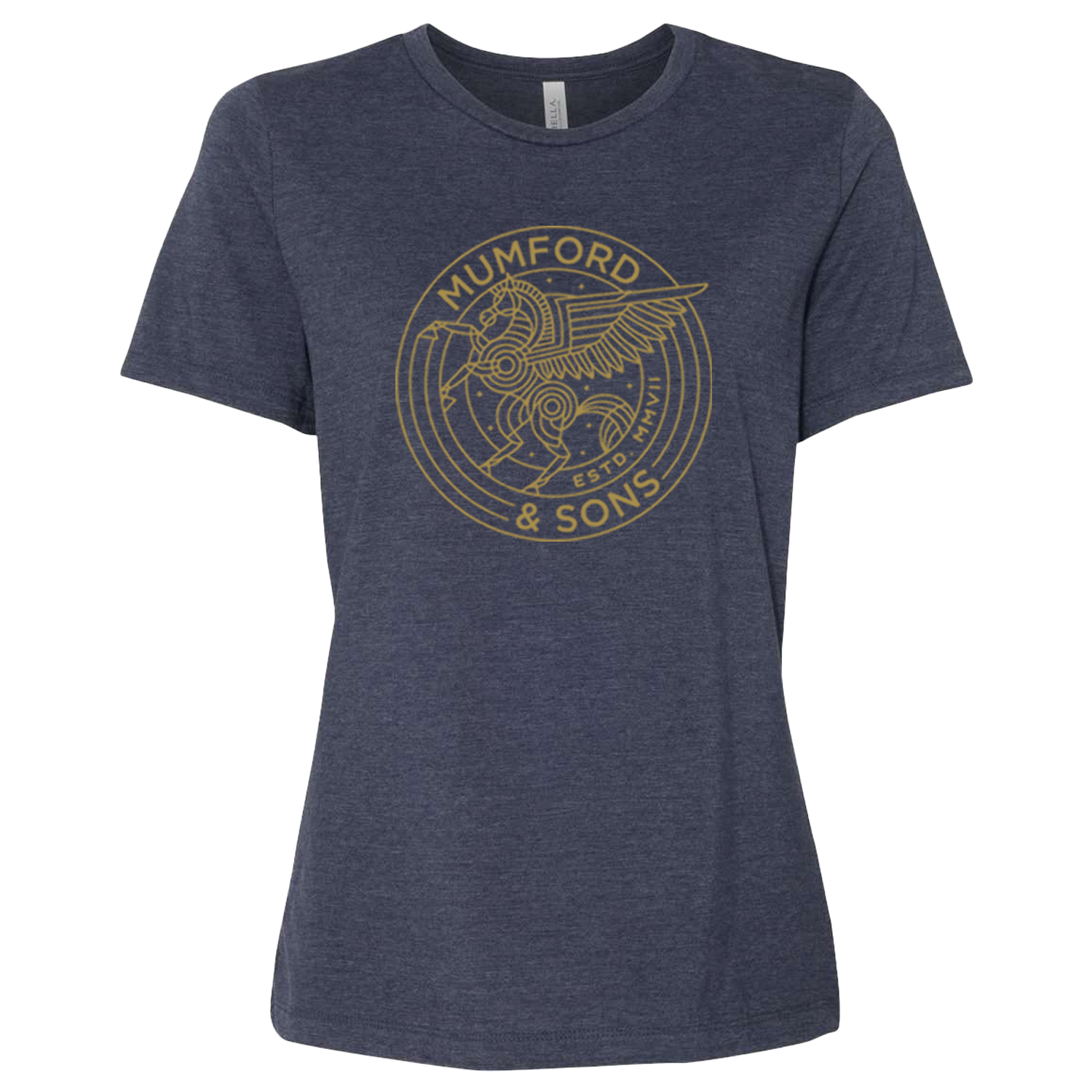 Mumford & Sons - Womens Navy Pegasus Logo Print Marl T-shirt