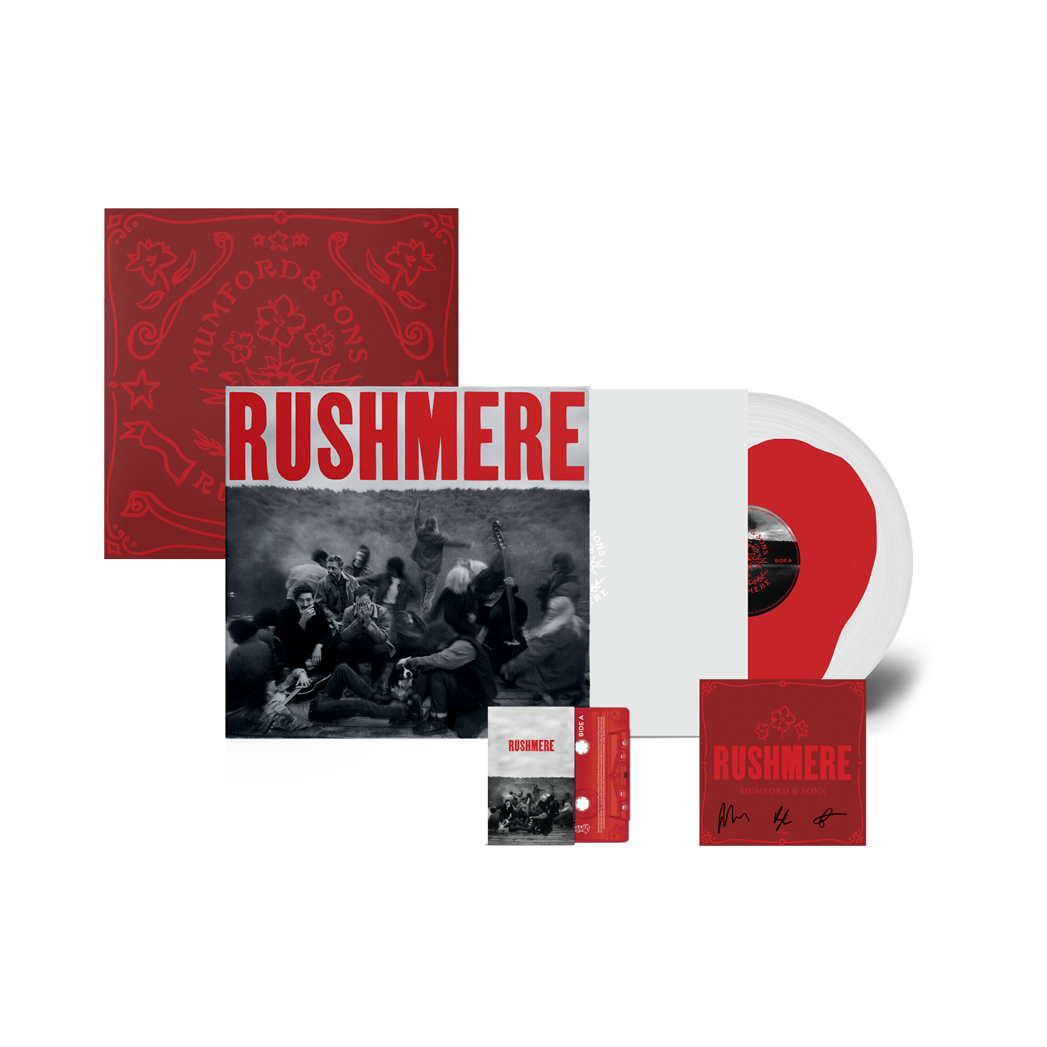 Monochrome Red on Clear Vinyl LP & Litho Print & Cassette & Signed Art Card