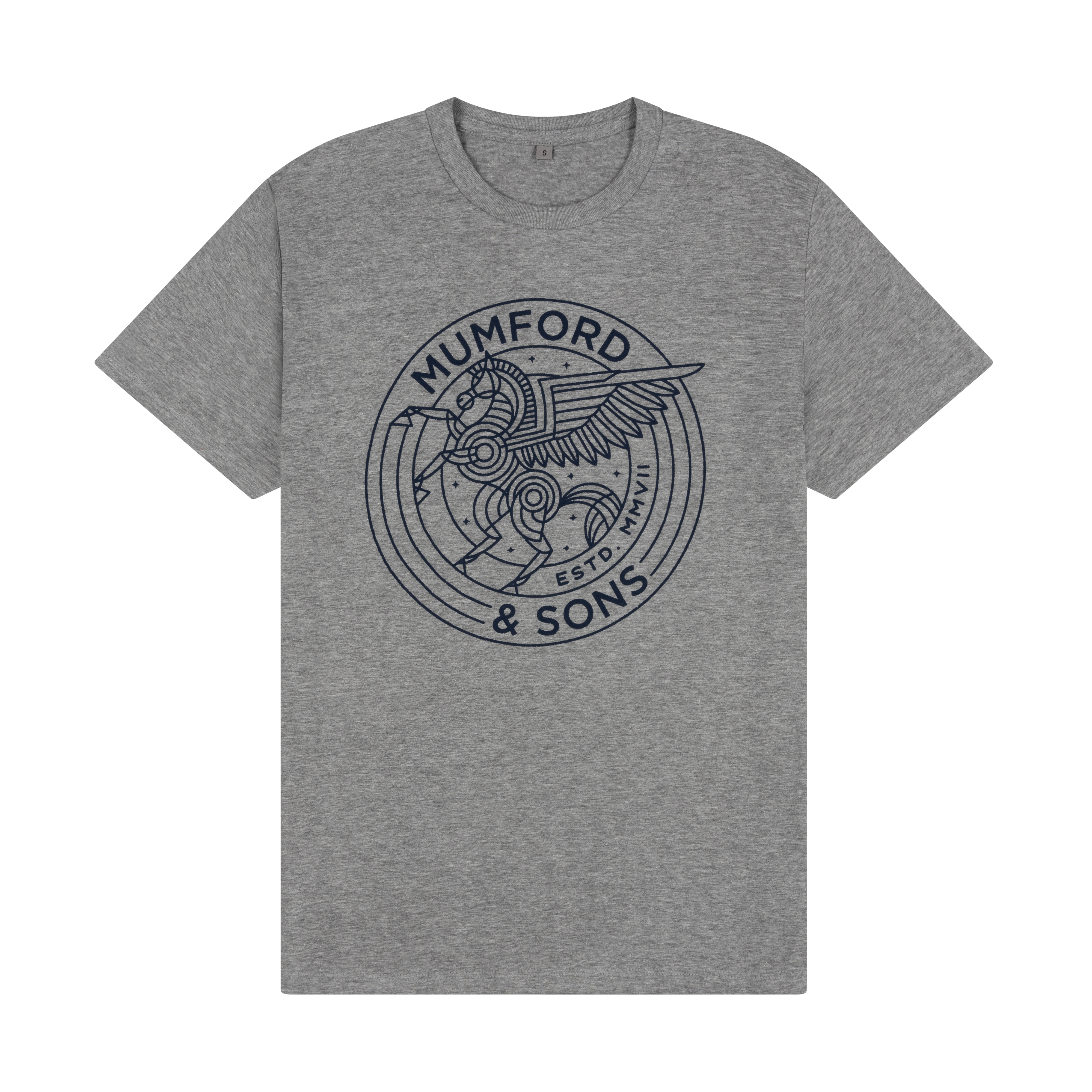 Mumford & Sons - Grey Pegasus Logo Print T-shirt