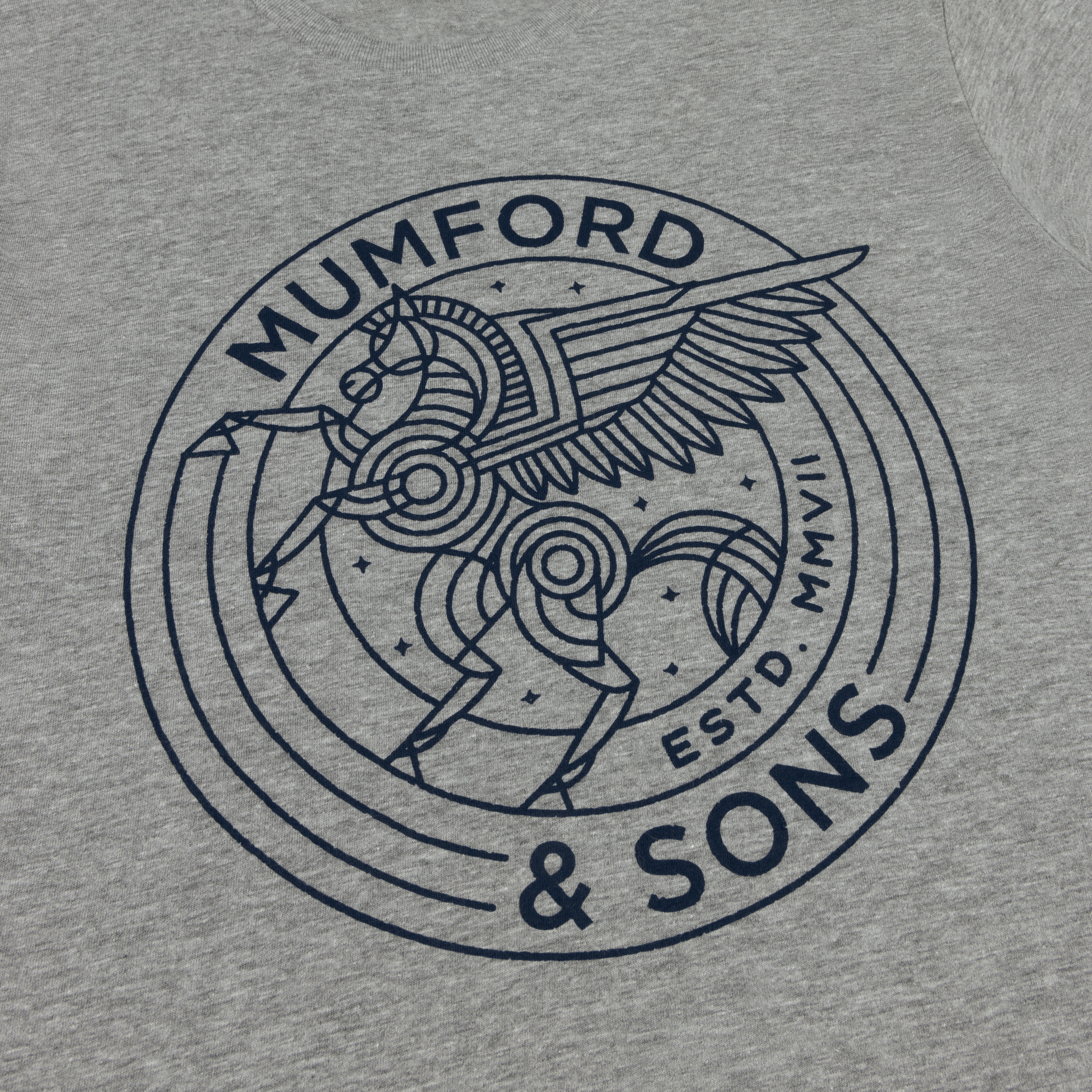 Mumford & Sons  - Grey Pegasus Logo Print T-shirt