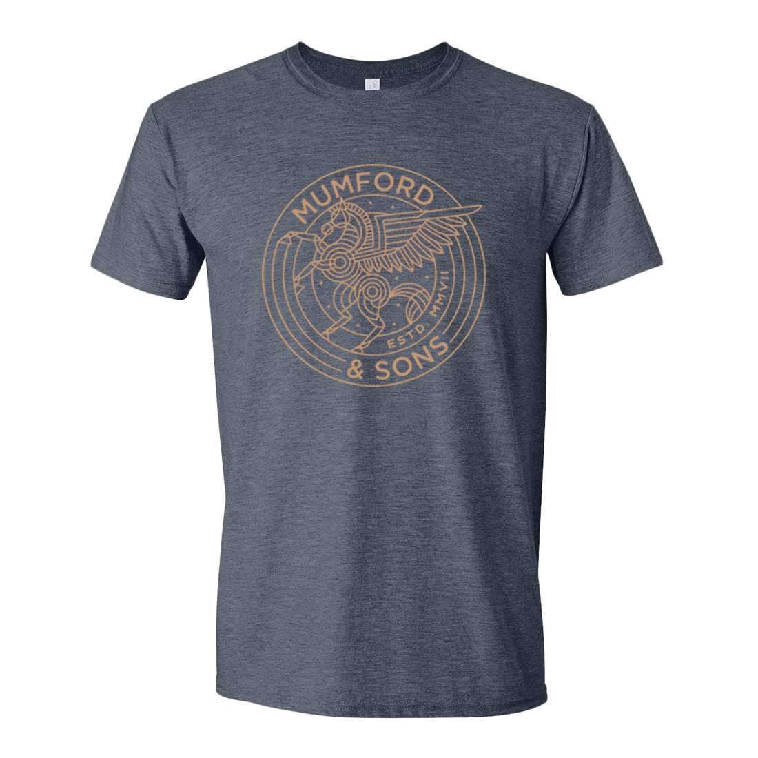 Mumford & Sons - Mens Navy Pegasus Logo Print Marl T-shirt