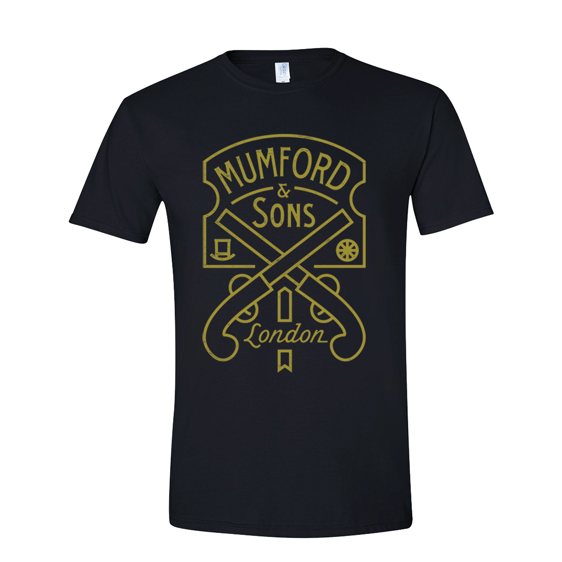 Mumford & Sons  - Black Pistol Label Logo Print T-shirt