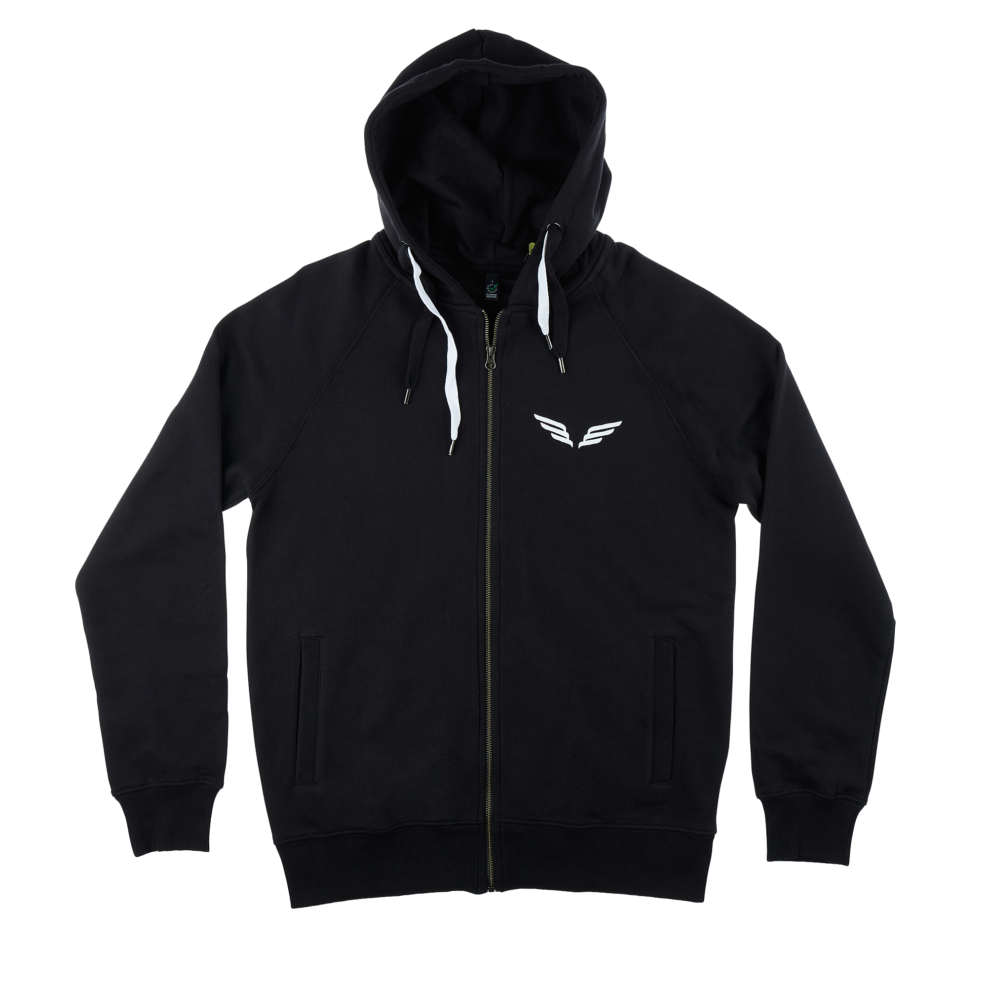 Mumford & Sons  - Black Classic Wings Logo Print Zip Through Hoodie