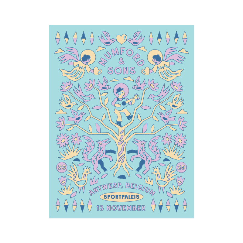 Mumford & Sons  - UK & Europe Tour 2025 Antwerp Screenprint