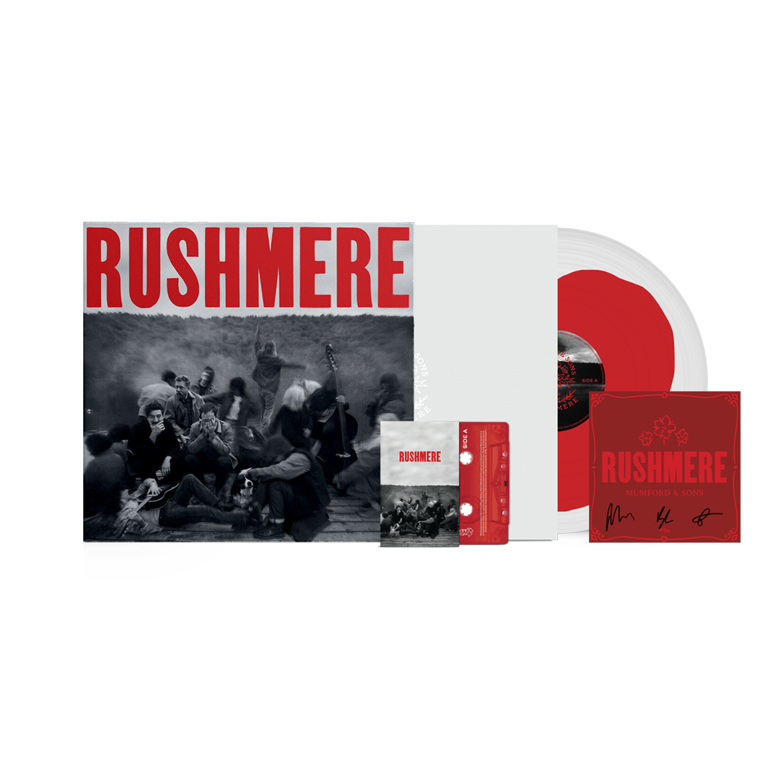 RUSHMERE: Monochrome Red on Clear Vinyl LP & Cassette & Signed Art Card