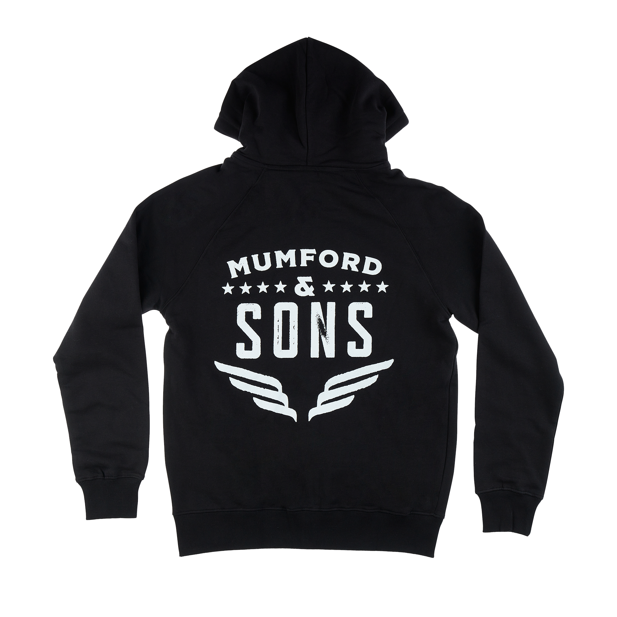 Mumford & Sons  - Black Classic Wings Logo Print Zip Through Hoodie